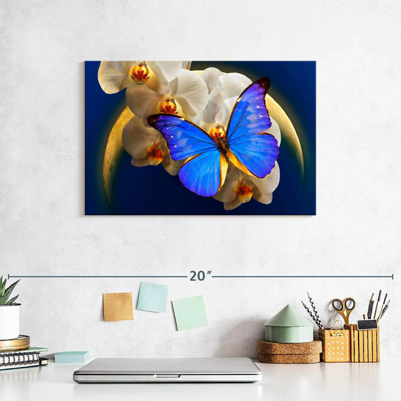 Moonlit Morpho Butterfly, 8" H x 12" W