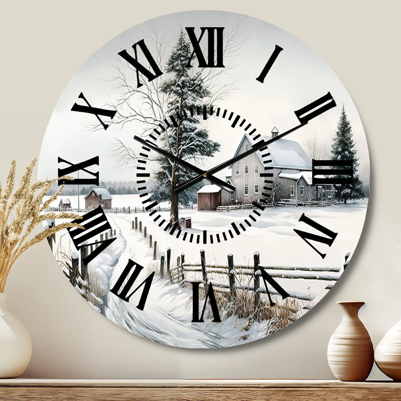 Horloge murale Nebraska Farm In Winter, Médium