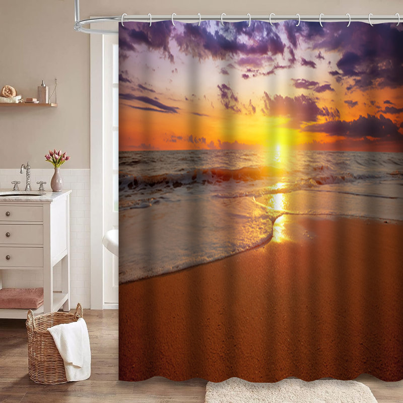 Rideau de douche à 12 crochets Sunset Beach, L 72 po x l 84 po