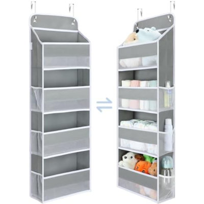 1 Pack Bathroom Organizers And Storage, 35.2Lbs Load Toy Stuffed Animal Storage, Swing-Proof Hanging Over The Door Organizer For Nursery Newborn Baby Essential Stuff