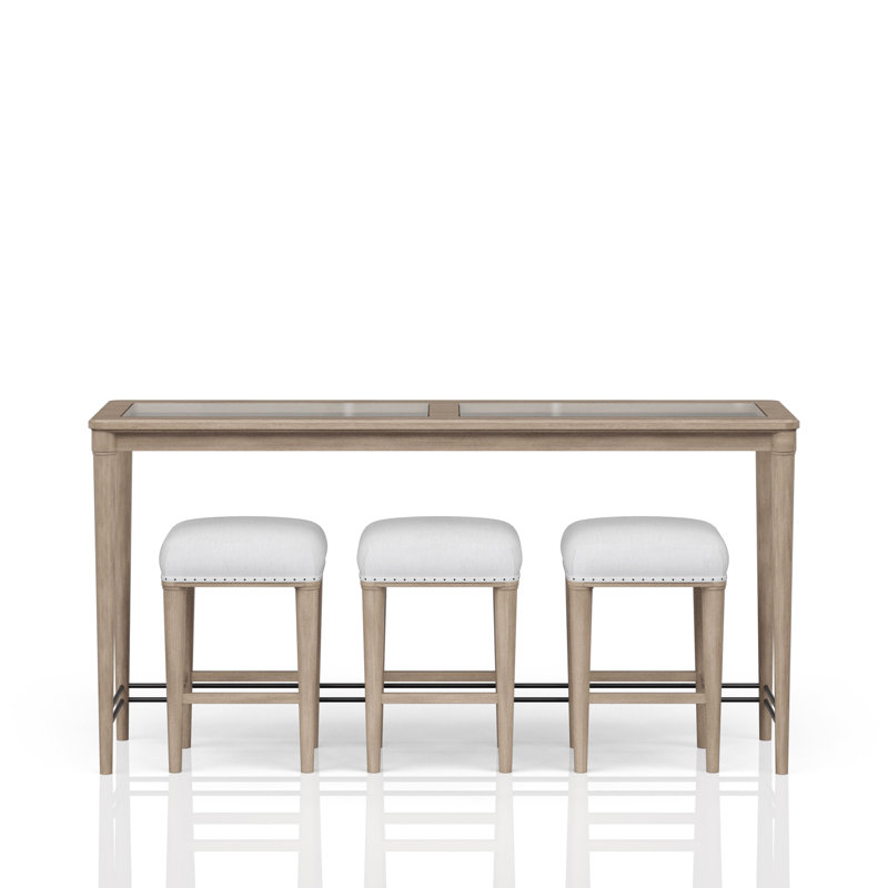 Frosted Glass Console Table With 3 Stools