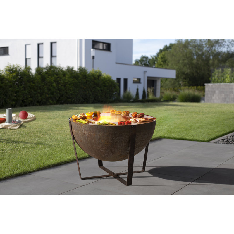 Foyer d'extérieur au feu de bois en acier H 23,62 po x l 31,5 po