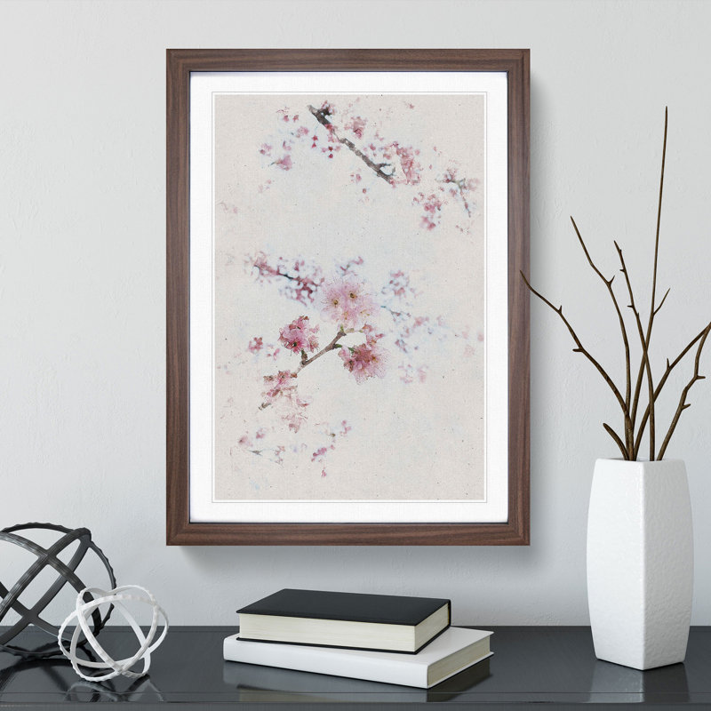 Eye of the Cherry Blossom Tree Watercolour - Picture Frame Graphic Art, Walnut, 48cm H x 36cm W x 2cm D