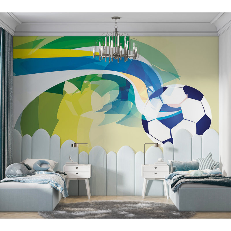 Papier peint mural Premium - soccer abstrait, L 96 po x l 120 po
