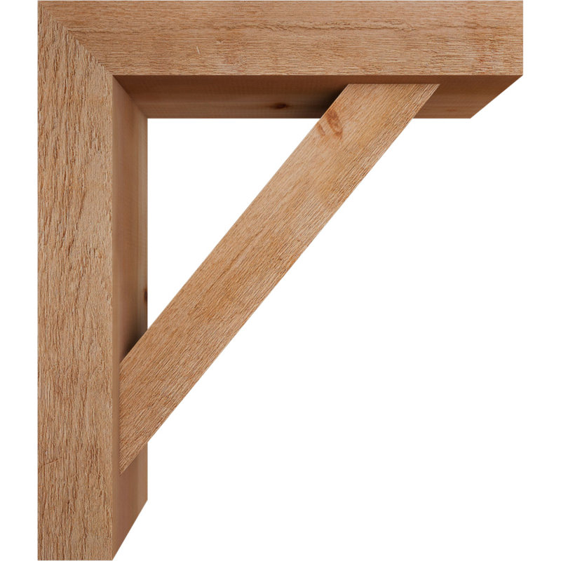 Traditional Block Bracket w/ Offset Brace, 30 x 26, 6"W Western Red Cedar (Rough Sawn)