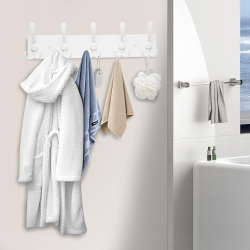 Solid Wood Wall Hook, White