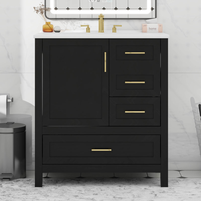 Ensemble de meuble-lavabo 30 po avec lavabo, Noir