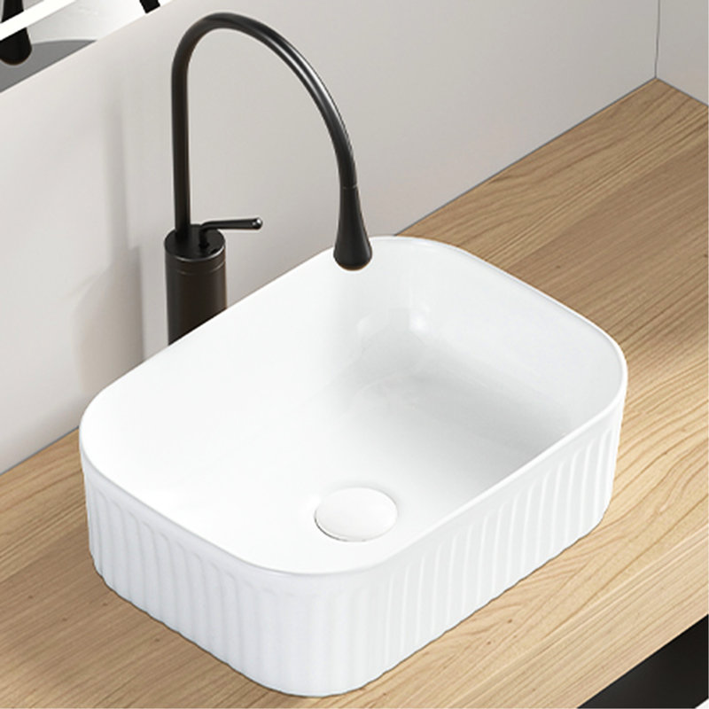 Milk White Ceramic Rectangle Above Counter Bathroom Sink With Matte Texture, To Scratches And Stains, Suitable For Hotel Spaces, 15.42 In Deep, 12.05 Wide, 5.36 High, 16.76 Lb Heavy Vessel Of