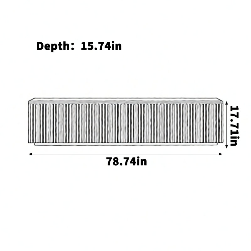 Meuble télé simple en bois ciré, 17.71"H x 78.74"L x 15.74"W