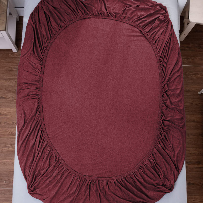 Jersey Knit Fitted Sheet, Burgundy, Double (4'6)