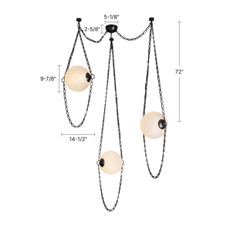 Petra  3 Light Black dimmable LED Chandelier, 10-in, Antique Brass