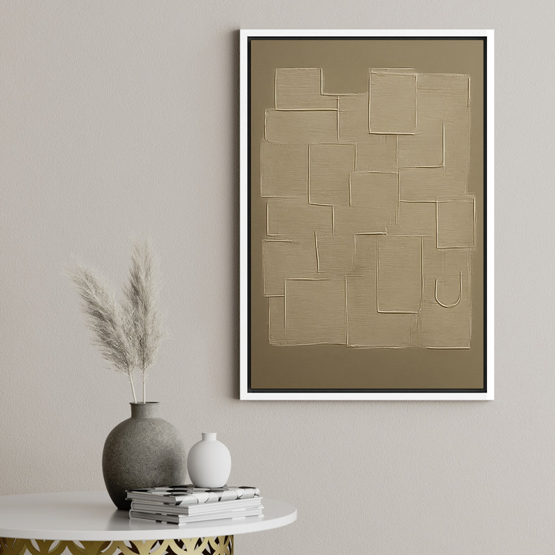 Reproduction d'art sur toile - Œuvre abstraite, décor moderne neutre pour le salon, H 36 po x l 24 po, Toile tendue, Blanc