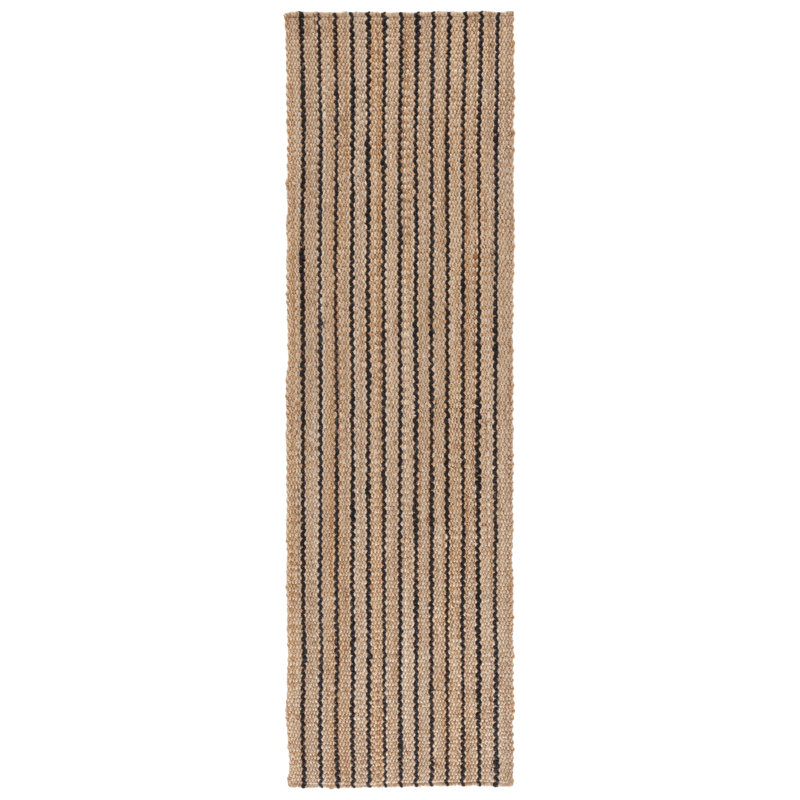 Tapis rayé en jute et fibre de coco Lyster Beach, Tapis de couloir 2 pi 3 po x 8 pi