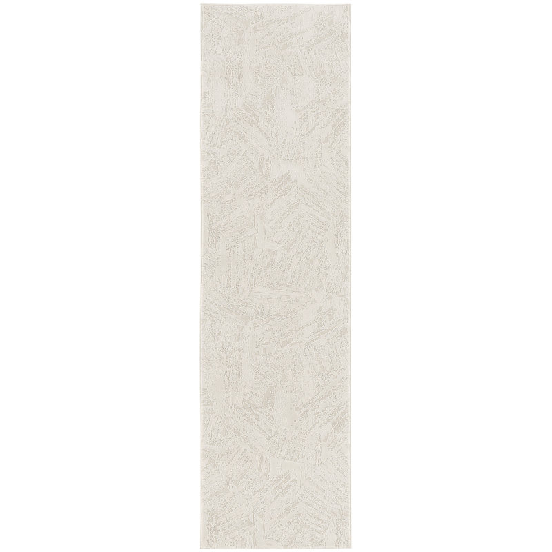Tapis d'intérieur moderne ivoire d'intérieur, Tapis de couloir 2 pi 3 po x 7 pi 6 po