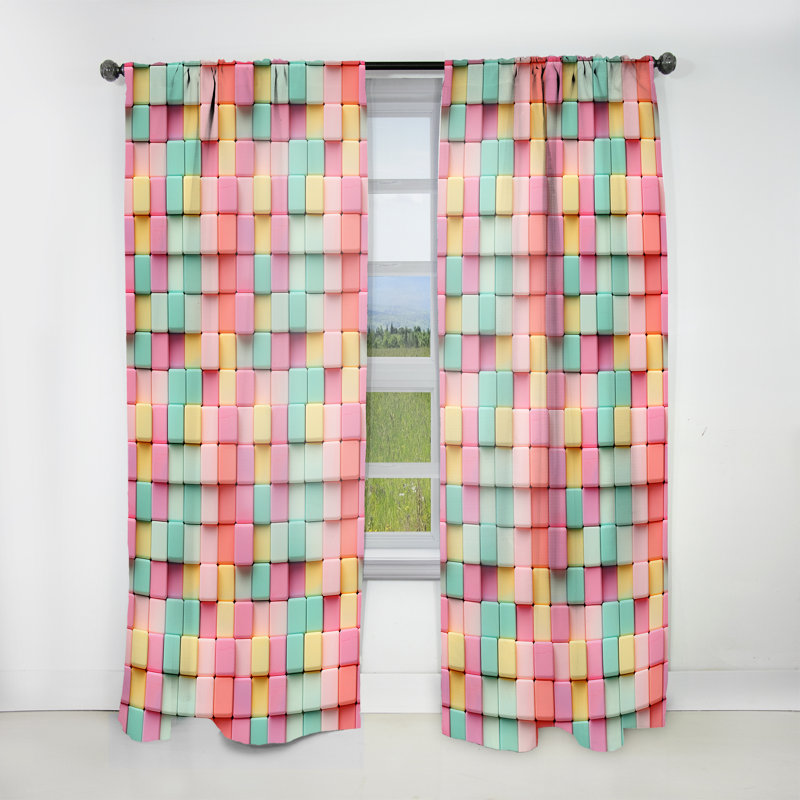 Popart Candyland Blocks I - Rideau à rayures - Rideau rayé obscurcissant - 1 panneaux, L 52 po x L 95 po