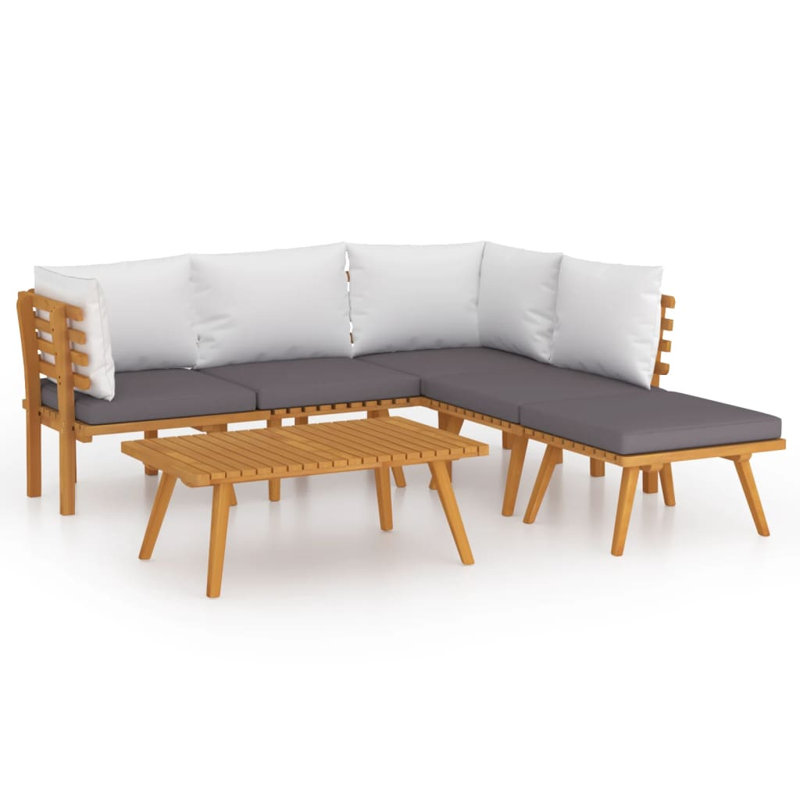 Ensemble de salon de jardin extérieur gris foncé et blanc