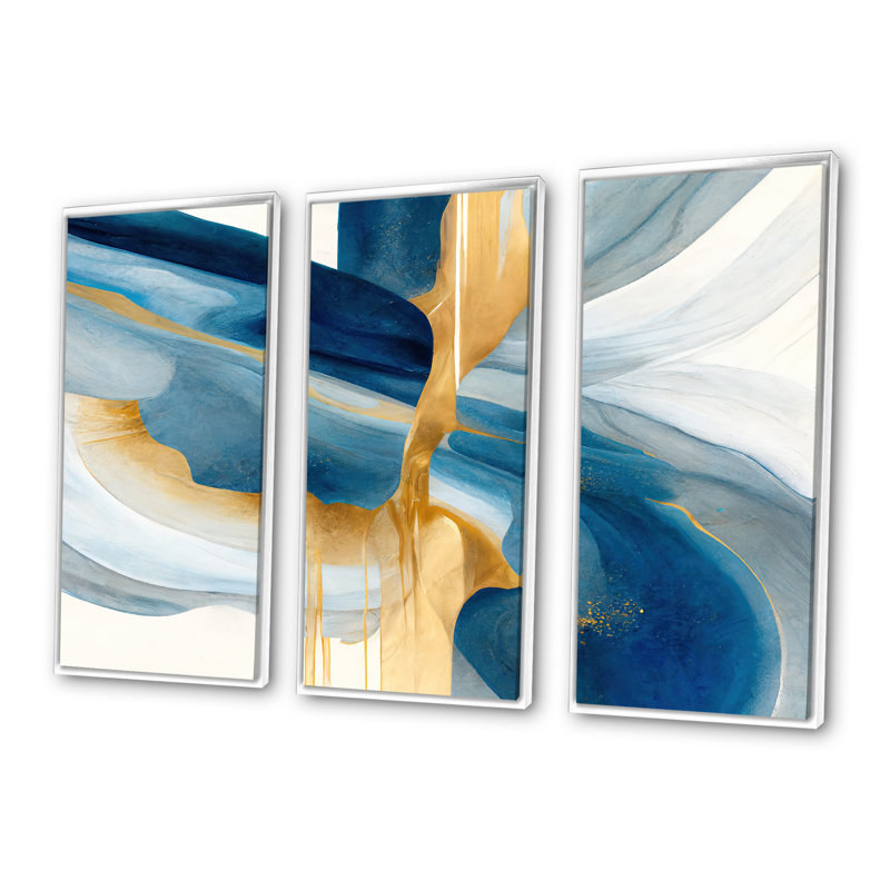 Dhurata Bold Expression Art I - 3 pièces, H 28 po x l 36 po x P 1 po, Cadre blanc