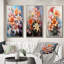 «Lilies Représentation multicolore acrylique III», 3 pièces sur toile-1405953310-1405953304