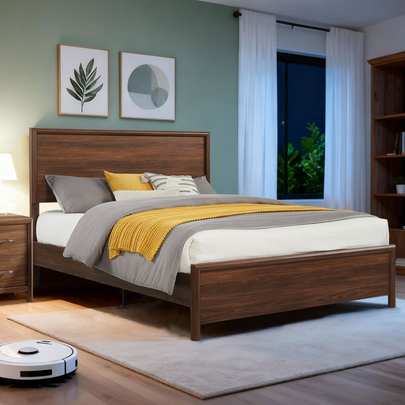 Bed Frame Queen Size With Headboard, Brown