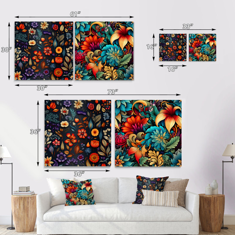 Ruybal - Ensemble de 2 art mural en verre acrylique, H 16 po x l 33 po