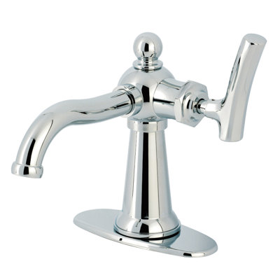 Kingston Brass Hallerbos Single-Handle 1-Hole Deck Mount Bathroom Faucet with Deck Plate and Drain