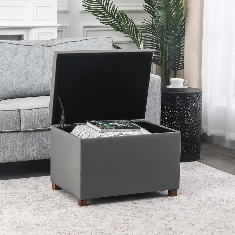 Repose-pieds 24 po en similicuir avec rangement, Gris