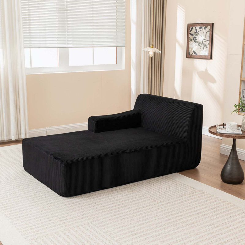 Chaise longue avec accoudoirs avec coussin, Orienté à gauche (vu de face), Noir