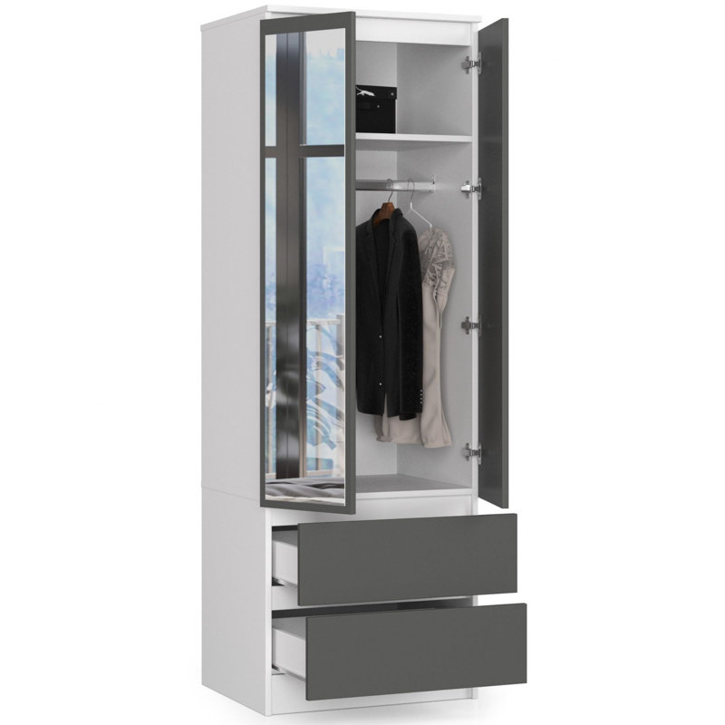 Spasoje 2 Door Manufactured Wood Wardrobe, 180cm H x 60cm W x 51cm D