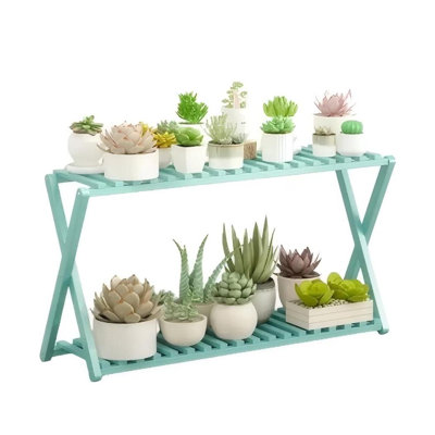 Bamboo Plant Stand Indoor/Outdoor 2 Tier Household Narrow Plant Rack by Rebrilliant