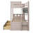 Castle Style Bunk Bed With 2 Storage Drawers, Wood Kids Bunk Bed Frame With Open Shelf And LED-1355625166-1355625161