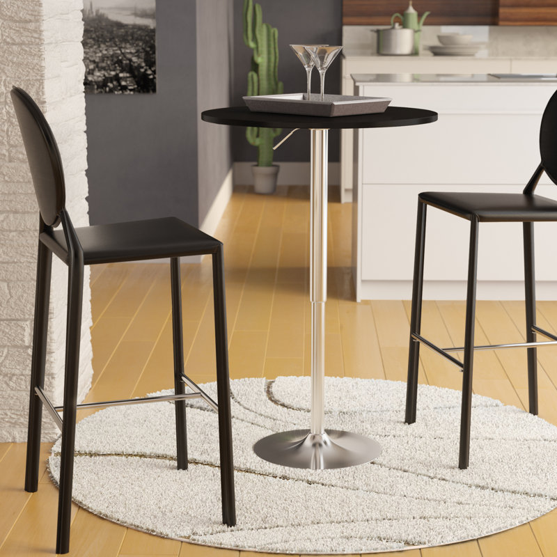 Round Metal Base Dining Table, Black