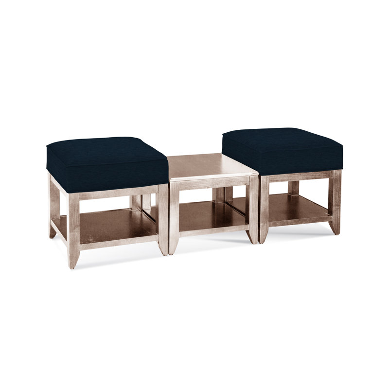 Elements Upholstered Cube Ottoman, Neutral Performance Plaid; 0121-93, Bisque