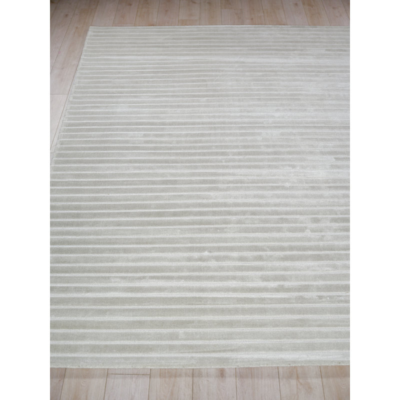Amani Modern Handmade Silky Nylon, Light Silver Area Rug, Rectangle 9' x 12'