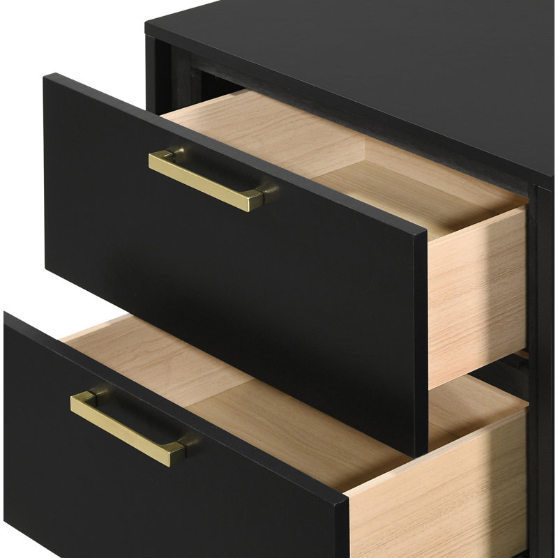 Khanyla 2 - Drawer Nightstand, Jet Black