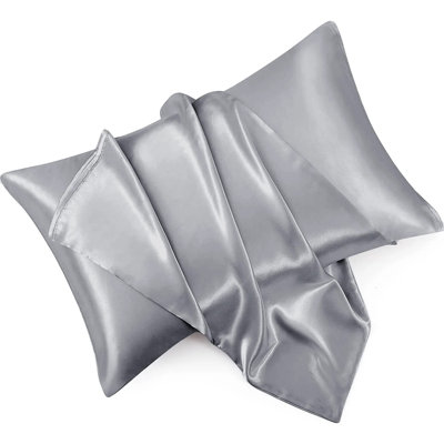 Durable Satin Silk-Feel Pillowcases Set of 2 - Wrinkle-Free, Temperature Balancing, Machine Washable
