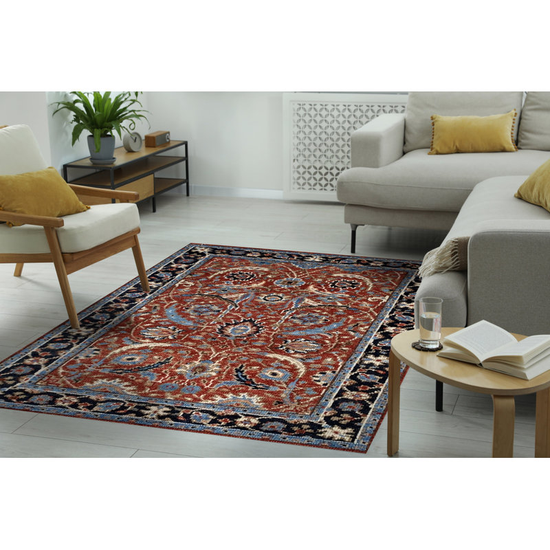 Tapis oriental rouge rustique noué à la main, Rectangle 9 pi x 12 pi