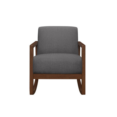 Gray Rocker Accent Chair With Ergonomic Design And Back Cushion Comfortable In Gray, Fabric Modern