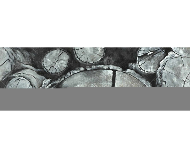 Bûches de bois empilées - décor de toile encadrée gris