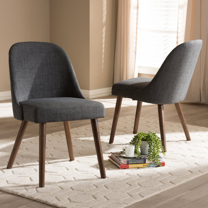 Chaise d'appoint rembourrée en bois massif Conde, Gris foncé
