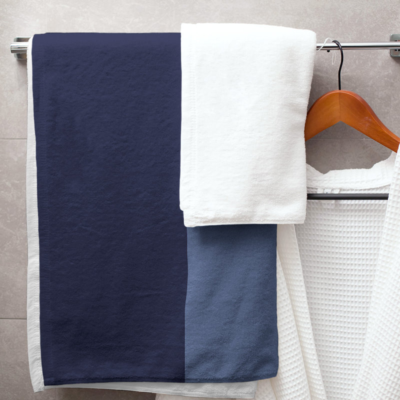Cotton Blend Lightweight Bath Towel, Navy/Blue/Gray