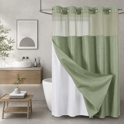Rideau de douche gaufré vert Sage