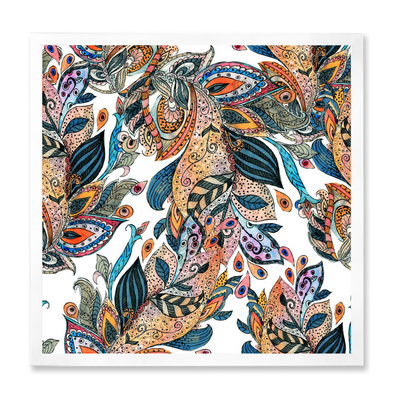 Floral Floral Abstract Texture - Impression sur toile, H 36 po x l 36 po x 1,5 po, Cadre photo blanc