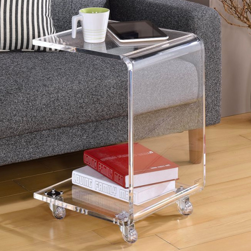 Petitt Glass Top Wheel End Table