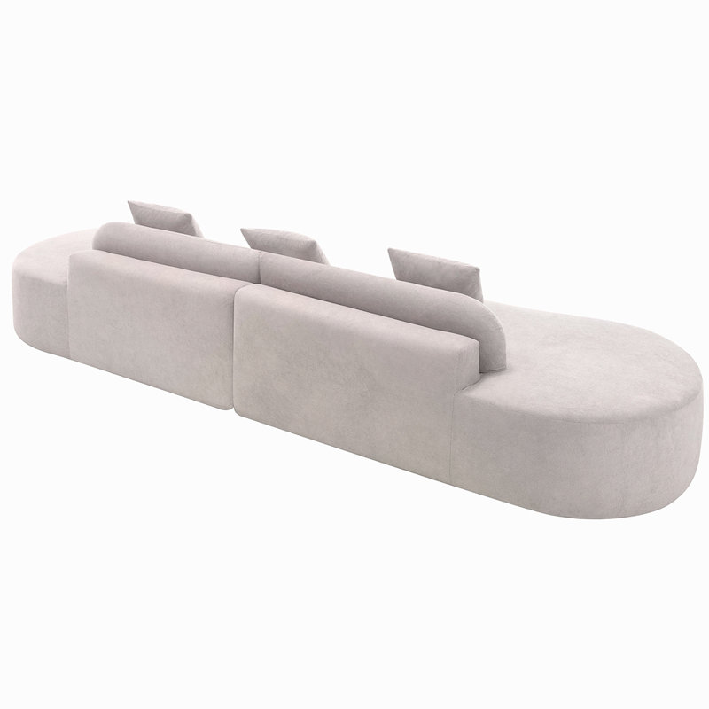 Canapé combiné moderne incurvé, canapé en tissu éponge, canapé minimaliste dans le salon, appartement, aucun assemblage requis, trois coussins