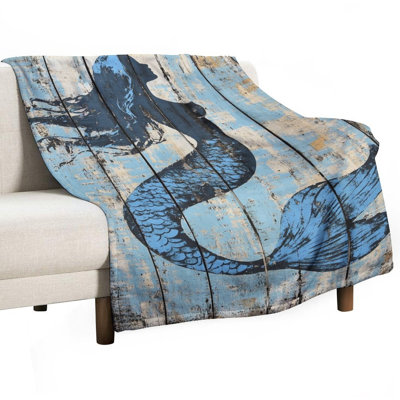 Jeté de sirène sur des planches de bois vieilli, jeté en flanelle de luxe, couverture douce et chaude pour le canapé-lit du salon
