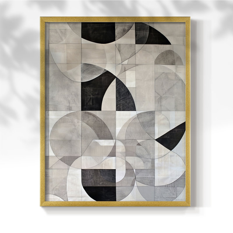 Série ABSTRACT XXXI - reproduction encadrée de qualité supérieure - prête à être accrochée - aucun clou requis, Or