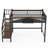 Full Size Loft Bed with Storage Stairs and Hanging Rod for Kids Teens Adults, Metal Loft Bed Frame with Shelves and Organizer/High Guard Rails, Space-Saving and Easy Assembly/Climb, Black-231908154