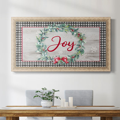 Joy Joy Wreath, toile encadrée de qualité supérieure - prête à être accrochée