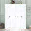 Garde-robe 4 portes avec tiroir, tablettes et rail suspendu, design moderne