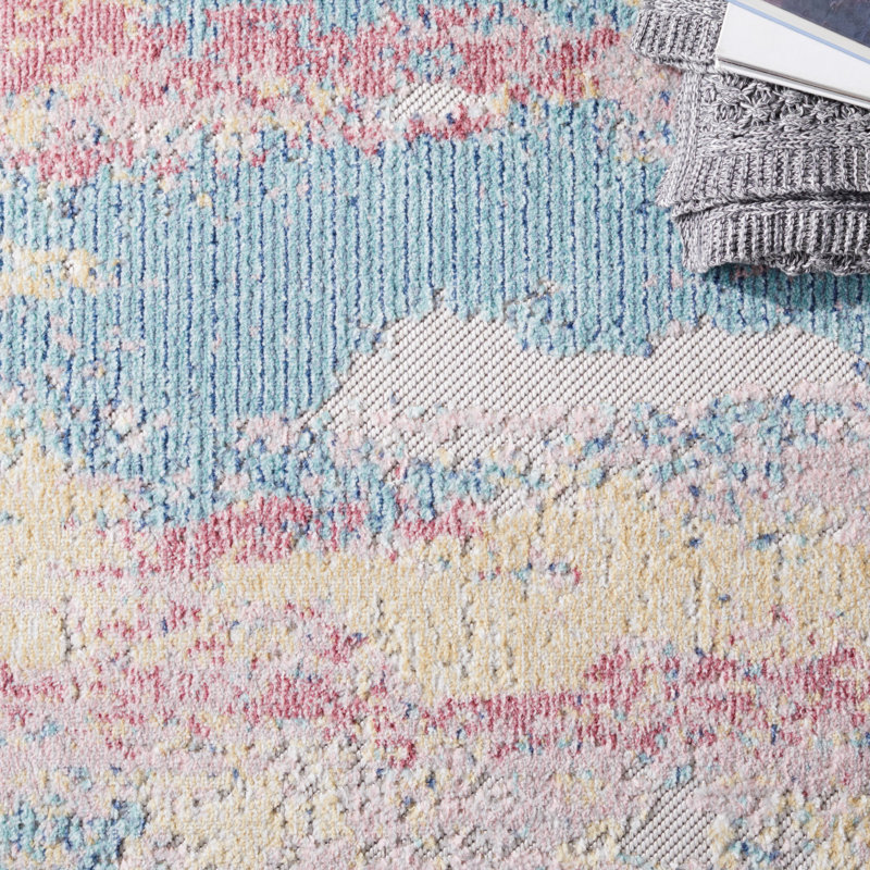 Clerkin Performance Abstract Indoor/Outdoor Area Rug, Square 6'7"
